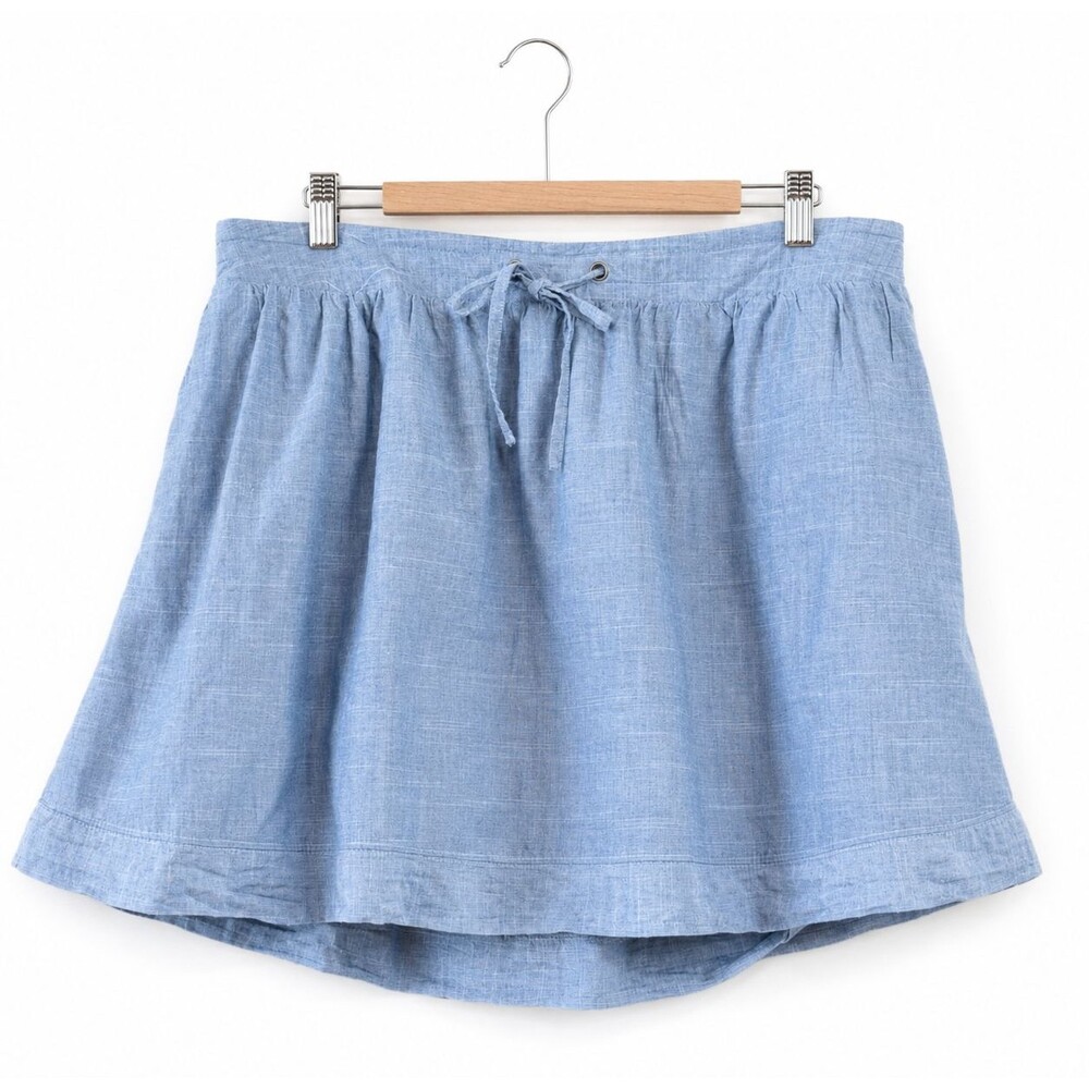 Merona Chambray Denim A Line Skirt Womens XXL Drawstring Elastic Waist Pockets - Picture 2 of 8
